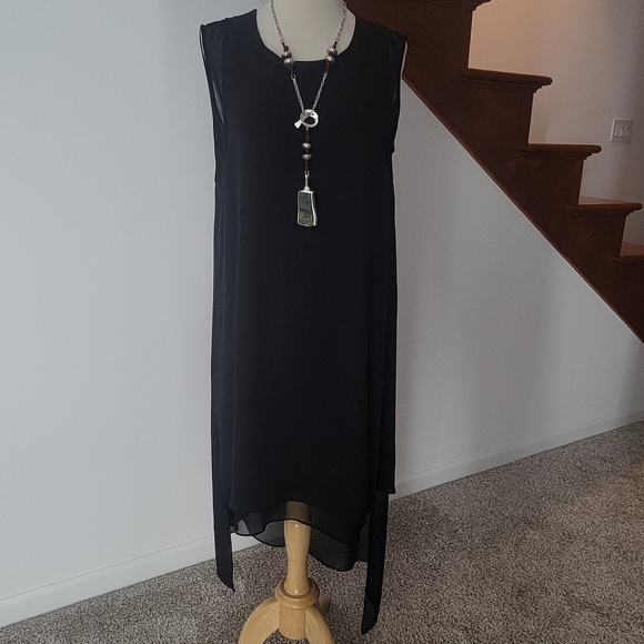 BCBGMAXAZRIA Asymmetric Lainey Dress Solid Black High Low Small Sleeveless M - Picture 5 of 7